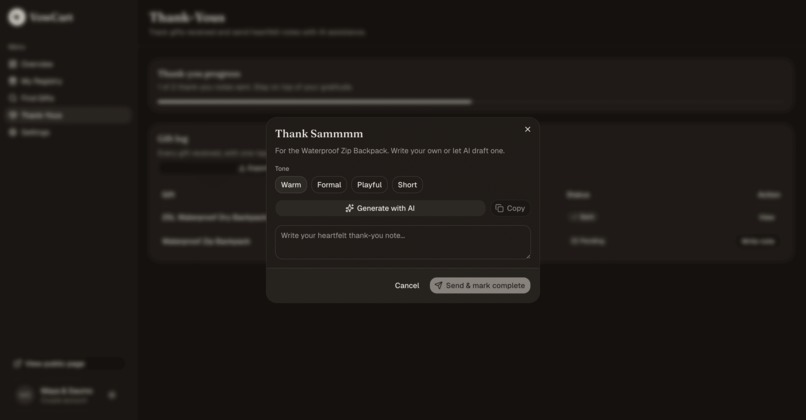 VowCart: AI-Powered Universal Wedding Registry – screenshot 8