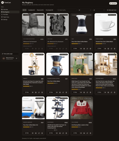 VowCart: AI-Powered Universal Wedding Registry – screenshot 4