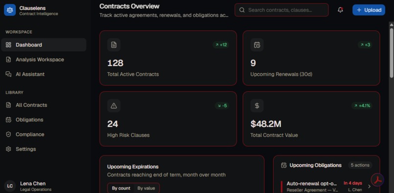 Contract analysis UI – screenshot 1
