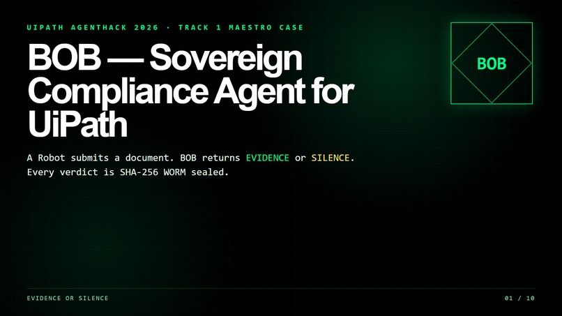  BOB — Sovereign Compliance Agent for UiPath – screenshot 1