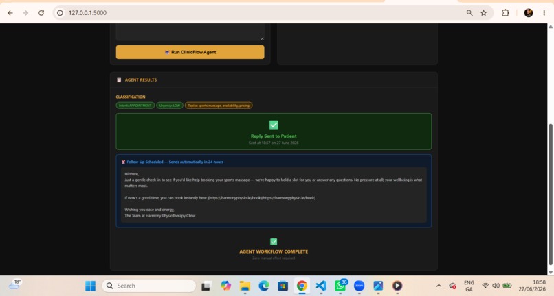 ClinicFlow Agent – screenshot 1