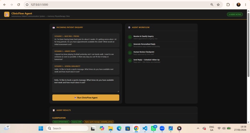 ClinicFlow Agent – screenshot 2