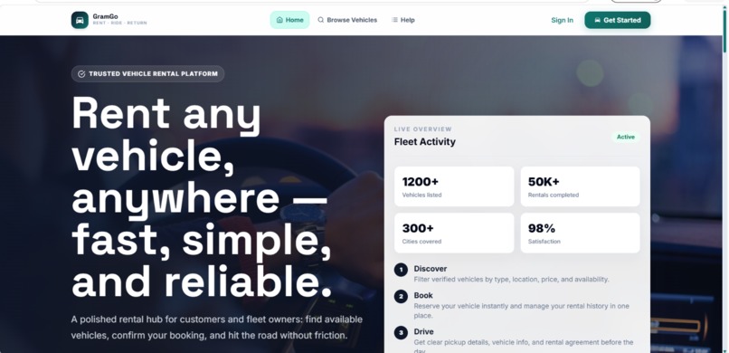 Smart Vehicle rental service – screenshot 1