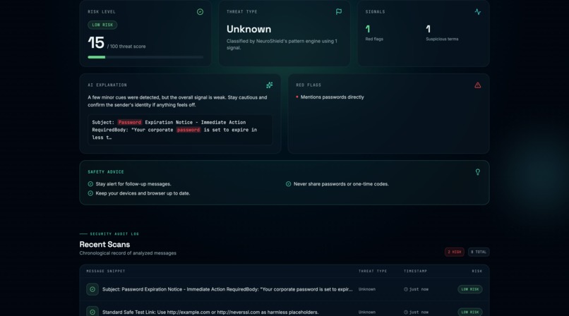 NeuroShield AI – Real-Time Phishing Detection System – screenshot 3