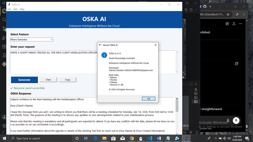  (Offline SME Knowledge Assistant) OSKA AI – screenshot 4