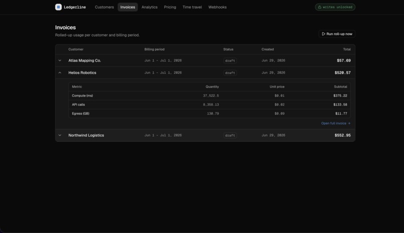 Ledgerline - Usage-based billing infrastructure for B2B SaaS – screenshot 1