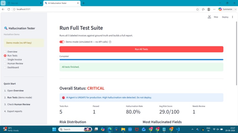 AI Agent Hallucination Tester – screenshot 1