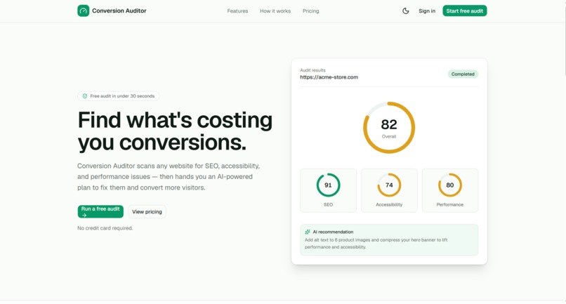 AI Website Conversion Auditor – screenshot 1
