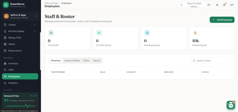 Smartserve-AI (Restaurant Operating System) – screenshot 1