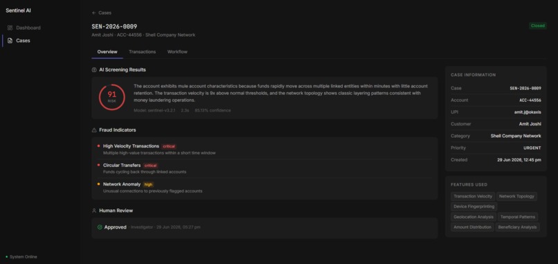 Sentinel AI – AI-Powered Mule Account Detection – screenshot 6