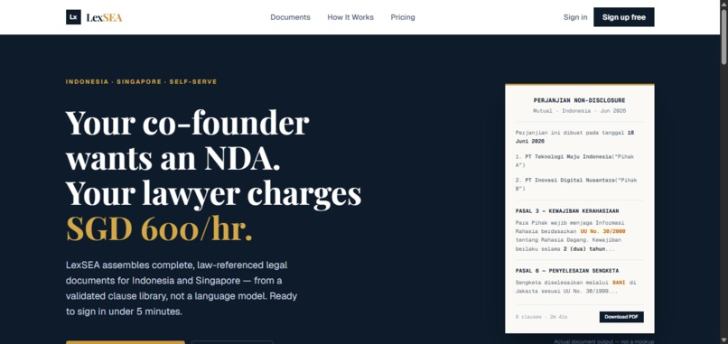 LexSEA — Law-Referenced Legal Docs for Indonesia & Singapore – screenshot 1