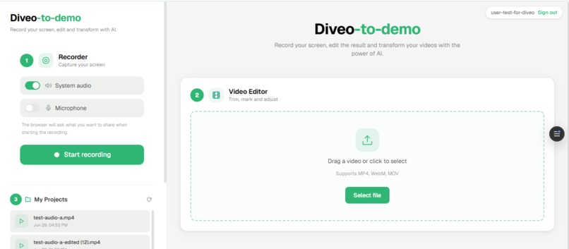 Diveo-to-Demo (D2D) – screenshot 1