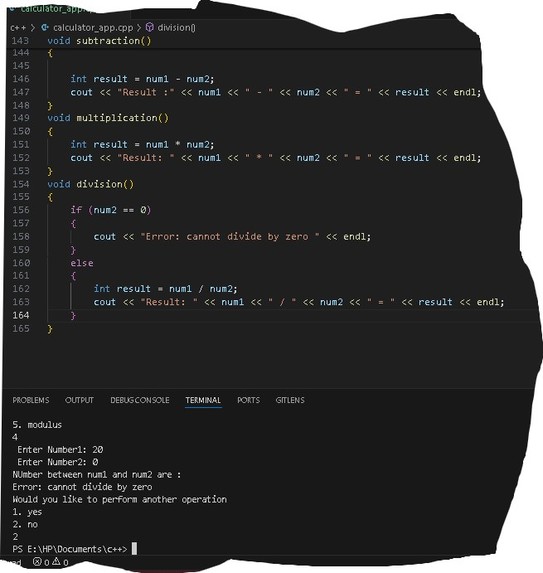 C++ console calculator – screenshot 1