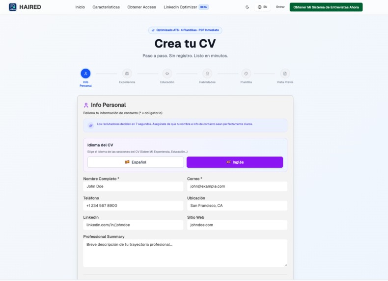 Haired CV – screenshot 3