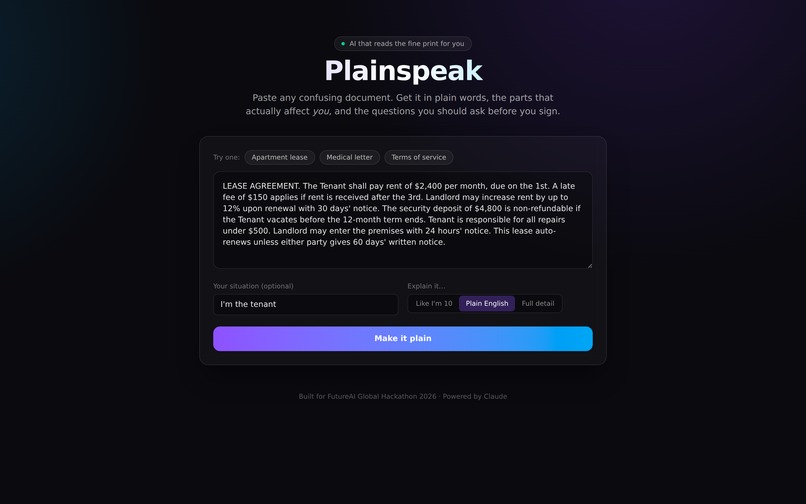 Plainspeak – screenshot 1