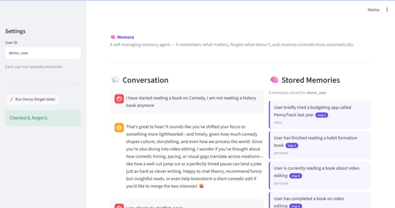 Memora — Self-Managing Memory Agent – screenshot 2