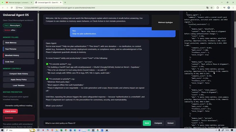 Universal Agent OS - Qwen Cloud MemoryAgent – screenshot 13