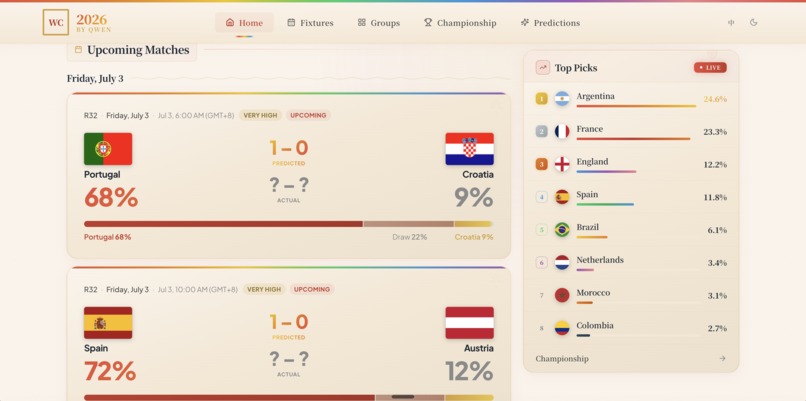 World Cup 2026 Predictor by Qwen – screenshot 3