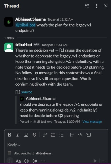 Tribal Knowledge Agent for Slack – screenshot 3