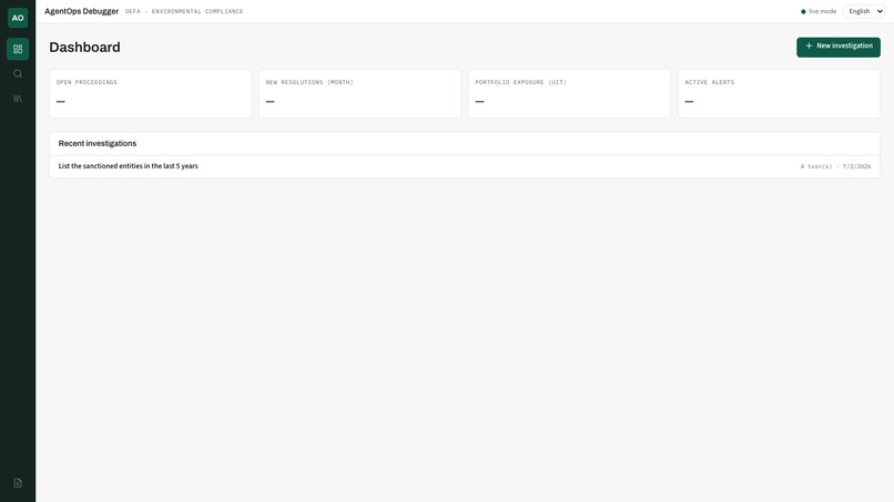 AgentOps Debugger — OEFA Environmental Compliance – screenshot 1
