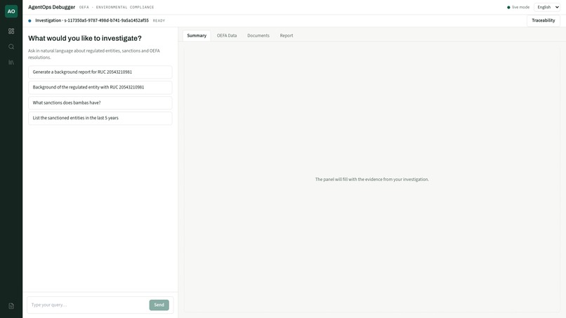 AgentOps Debugger — OEFA Environmental Compliance – screenshot 2