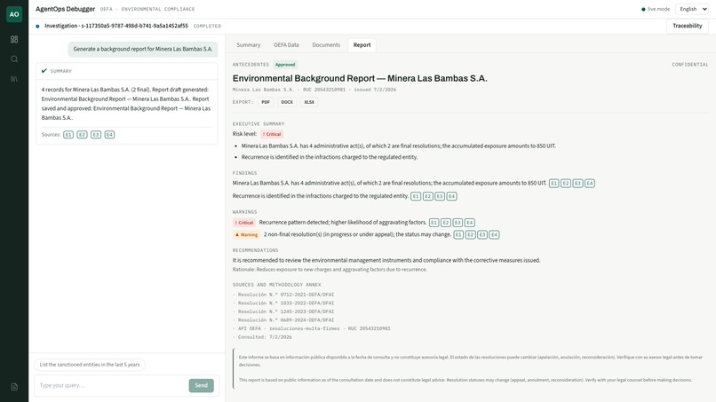 AgentOps Debugger — OEFA Environmental Compliance – screenshot 7