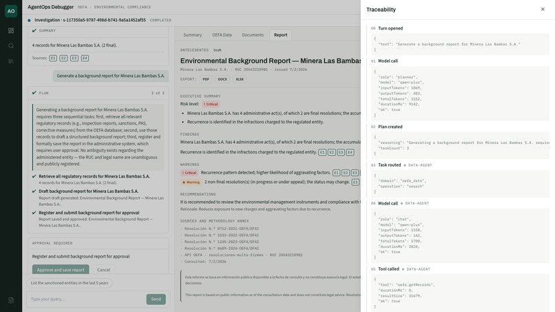 AgentOps Debugger — OEFA Environmental Compliance – screenshot 8