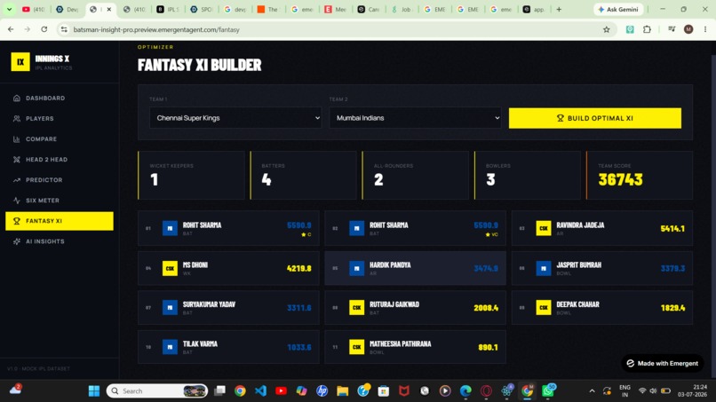 SPORTS DASHBOARD – screenshot 1