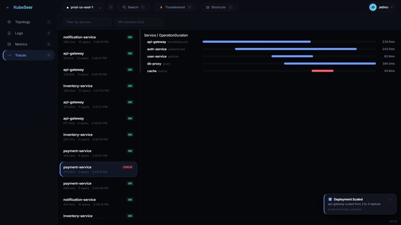 Kubeseer Observability Console – screenshot 5