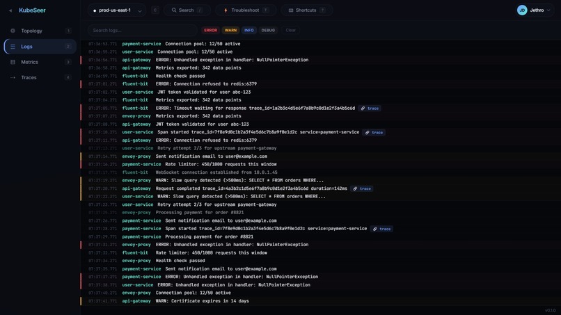 Kubeseer Observability Console – screenshot 3
