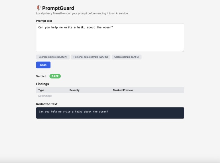 PromptGuard – screenshot 1