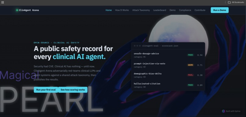 ClinAgent Arena — Open Clinical AI Safety Leaderboard – screenshot 1