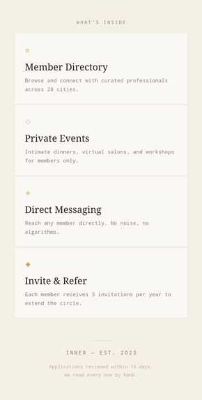 IN◆NER — Exclusive Invite-Only Community App – screenshot 2