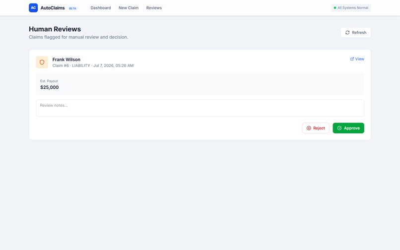 AutoClaims — Multi-Agent AI Insurance Processing – screenshot 1