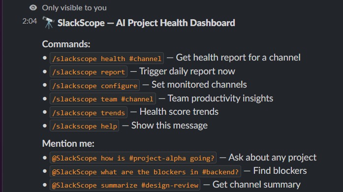 SlackScope — AI Project Health Dashboard for Slack – screenshot 2