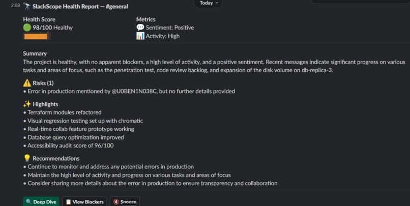 SlackScope — AI Project Health Dashboard for Slack – screenshot 4