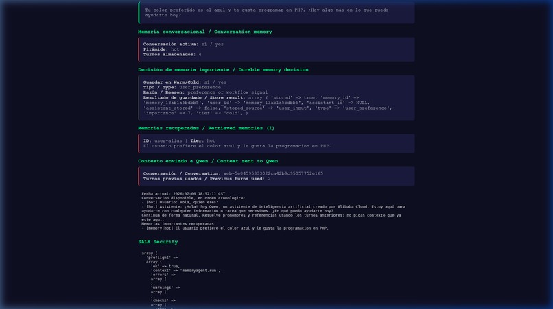 JAH MemoryAgent: Pure-PHP Memory for Qwen Cloud – screenshot 1