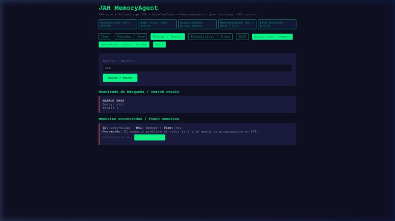 JAH MemoryAgent: Pure-PHP Memory for Qwen Cloud – screenshot 3