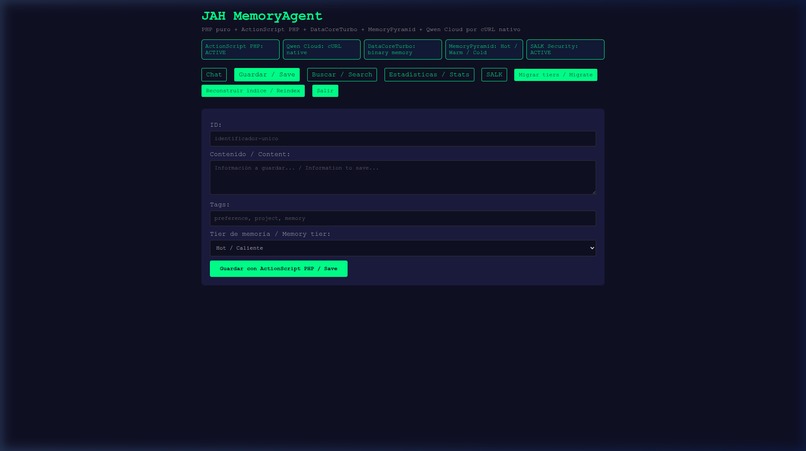 JAH MemoryAgent: Pure-PHP Memory for Qwen Cloud – screenshot 4