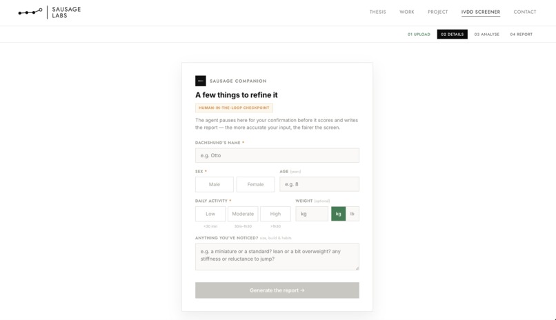 Sausage Labs - IVDD Screener – screenshot 2