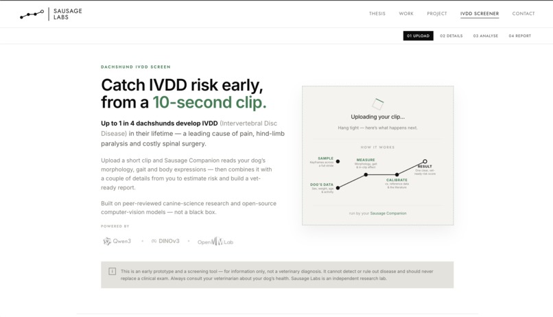 Sausage Labs - IVDD Screener – screenshot 1