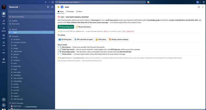 lore-slack-agent – screenshot 1
