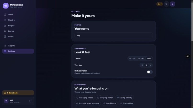 MindBridge – screenshot 1