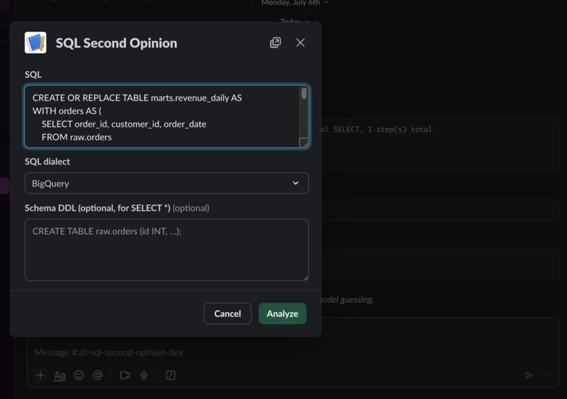 SQL Second Opinion – screenshot 1