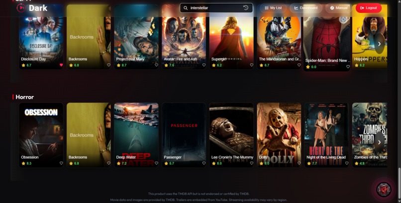  DARK -Multi-Channel Movie Curation powered by Gemini API – screenshot 12