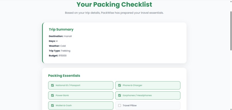 PackWise – screenshot 3