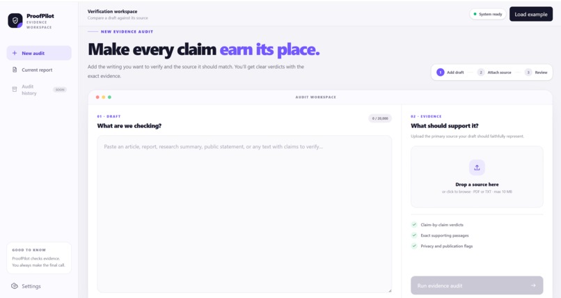ProofPilot: AI Output Audit Coach – screenshot 1
