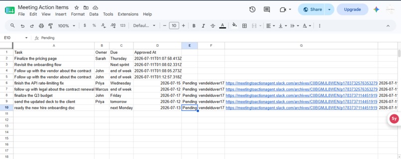 Meeting-to-action agent – screenshot 3