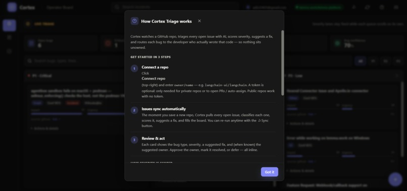 Cortex : AI Bug Triage & Incident Operator – screenshot 4