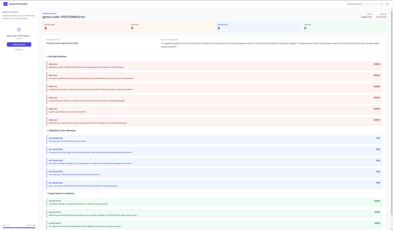Clause terminator – screenshot 1